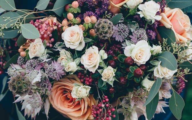 a gorgeous bouquet of various types of flowers